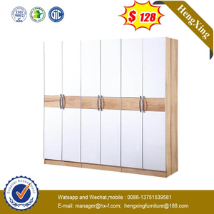 Modern White Combined Closet Cabinet Home Furniture 6-door Wooden Wardrobe