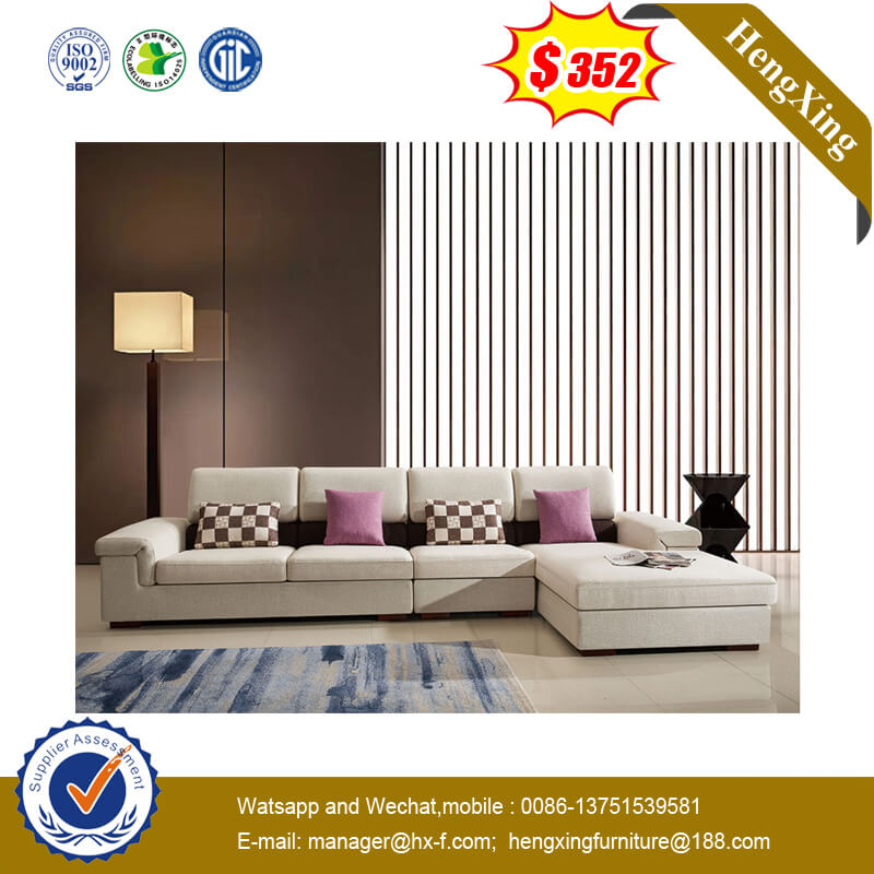 Chinese Grey L Shaped Solid Wood Frame Furniture Fabric Livingroom Sofa 