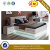 Light Grey White Wooden Home Use Daily Bedroom Furniture Set Customized Bed With Side Drawers