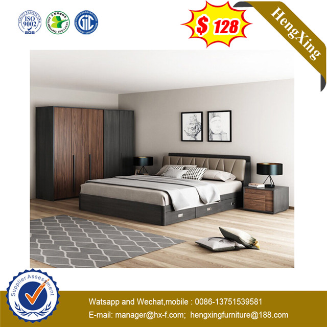 Hot Sell Latest Design Wood King Size Home Furniture Double Bed 