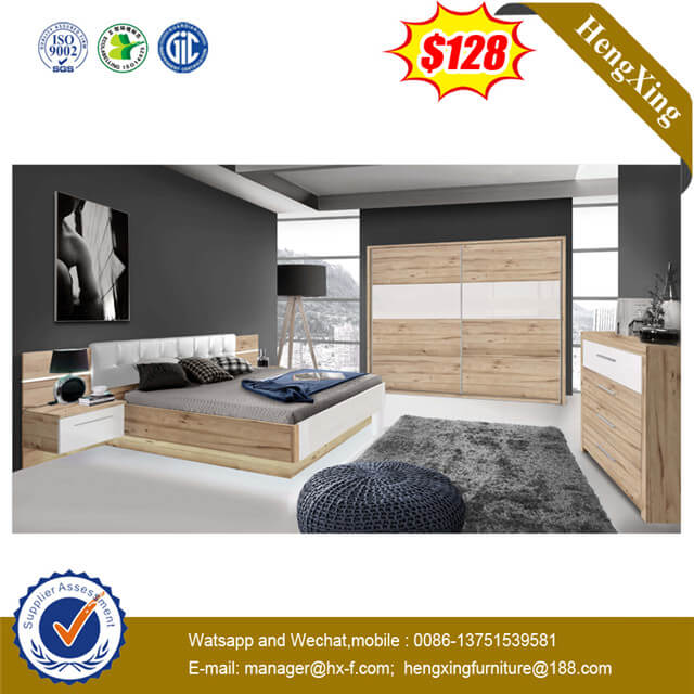 Comfortable Wood Hotel Furniture Bedroom Double High Headboard Bed 