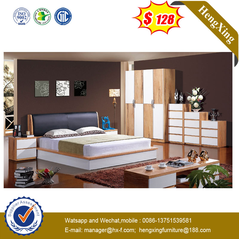 Modern Wooden Home Furniture President Bed with Leather Soft Package