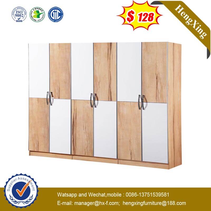 Simple Design Double Room Wooden Wardrobe With Drawers Large Capacity