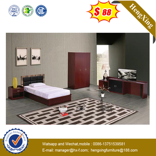 MDF Woodden Single Double King Queen Size Hotel Furniture Set Bed