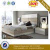 Contemporary Melamine Bedroom Furniture Hotel Furniture Wood Bed With High Head Board