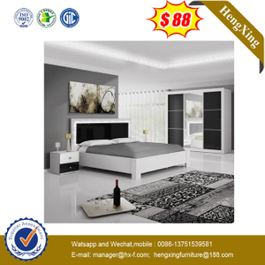 Modern Fabric Beds Bedroom Furniture Double Bed with Wood Legs