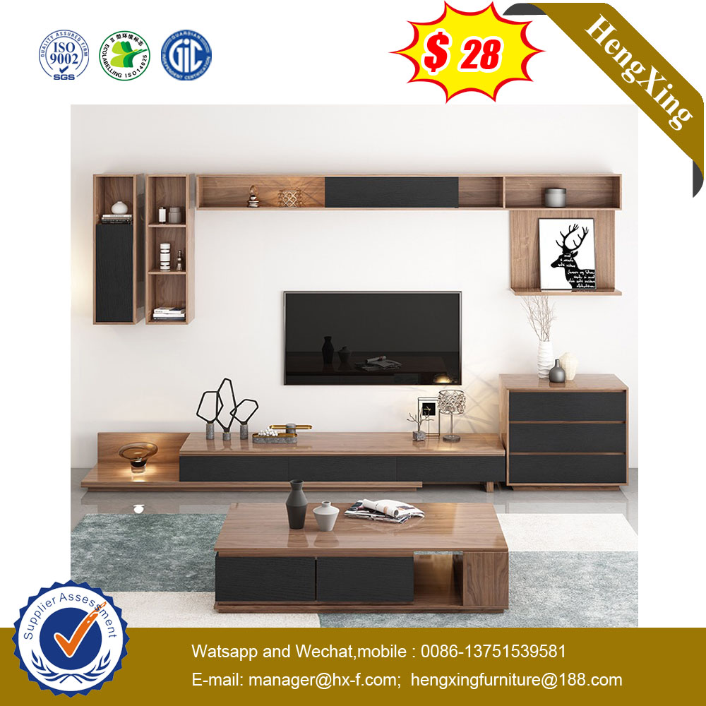 Modern MDF TV Stand Living Room Storage Cabinet with Side Table