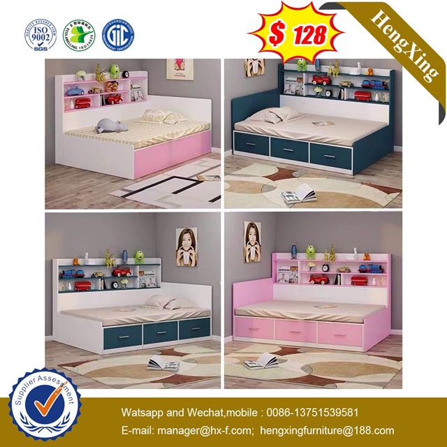 Simple Modern School Home Bedroom Furniture Single Storage cabinets double king Children Kids Bed