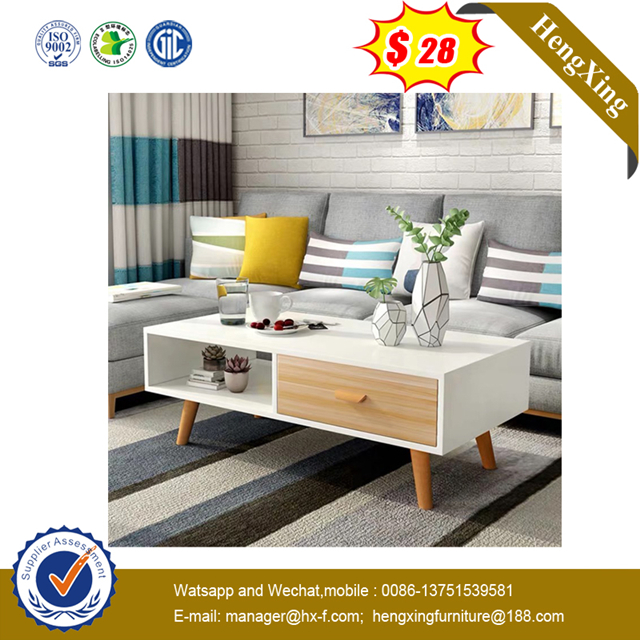Cheap price living room furniture set cabinet white wooden round modern coffee table set 
