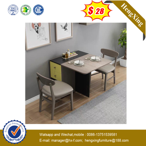 Factory Customized Extension Modern Wood Melamine Laminated Dining Table with Chair Set