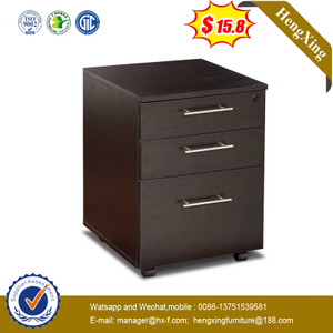 Wood 3 Drawer Brown Color Movable Pedestal Storage Cabinet