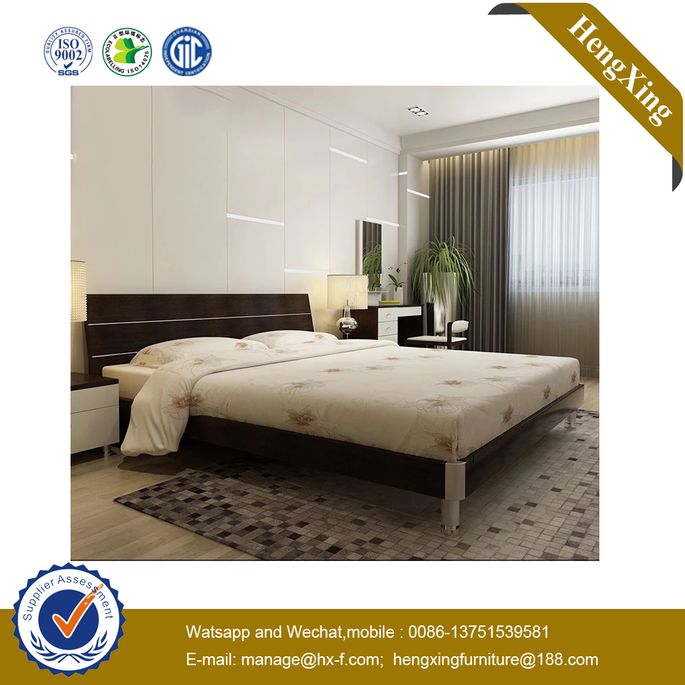 Factory Price Hotel Bed Wooden Hotel Home Furniture Set Wall Sofa Double King Bedroom Bed