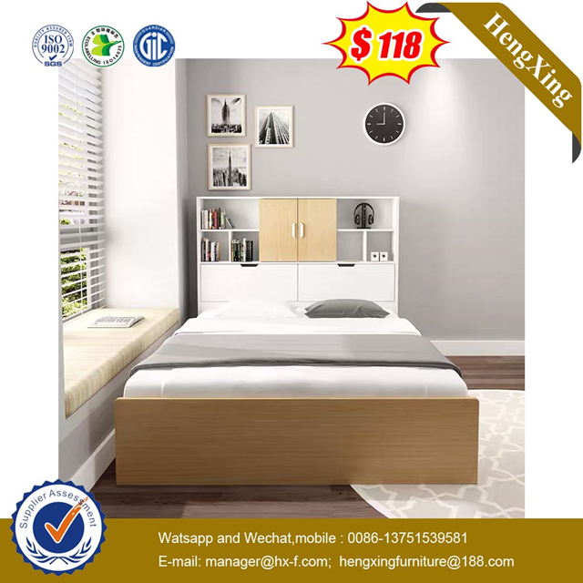 Chinese Modern Wooden Hotel Single Beds Bookcase Bedroom Furniture Kid Bed with Drawer Cabinet